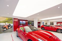 Image of Ferrari and ceiling work done by Pelican Systems